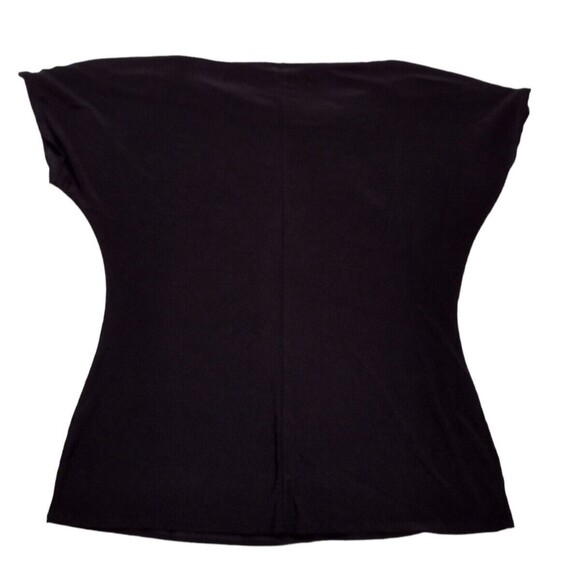 MSK Womens Size Large Shirt Black Stretch Cowl Neck Rhinestone Zip Shoulders - Picture 4 of 6